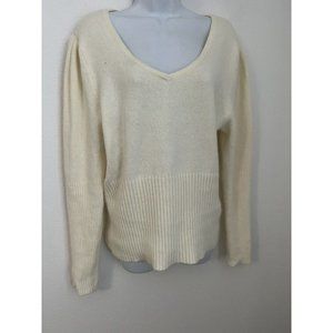 Mossimo Black Soft Angora Rabbit & Nylon Blend V Neck Long Sleeve Sweater Sz L